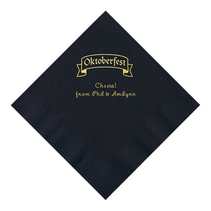 Black Personalized Oktoberfest Luncheon Napkins With Gold Foil - 50 Per Pack