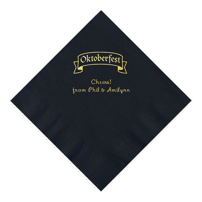 Black Personalized Oktoberfest Luncheon Napkins With Gold Foil - 50 Per Pack