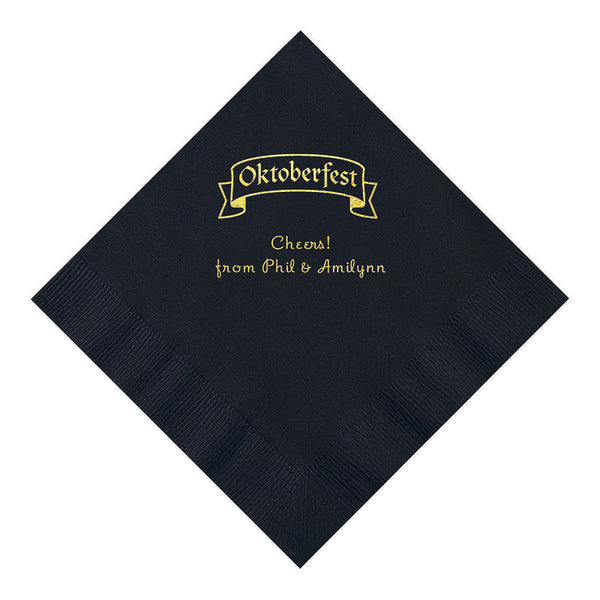 Black Personalized Oktoberfest Luncheon Napkins With Gold Foil - 50 Per Pack