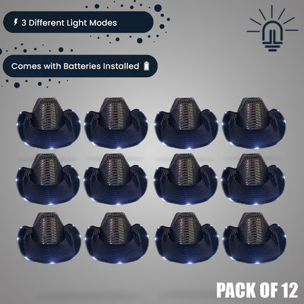LED Light Up Flashing Sequin Black Cowboy Hat - Pack of 12 Hats