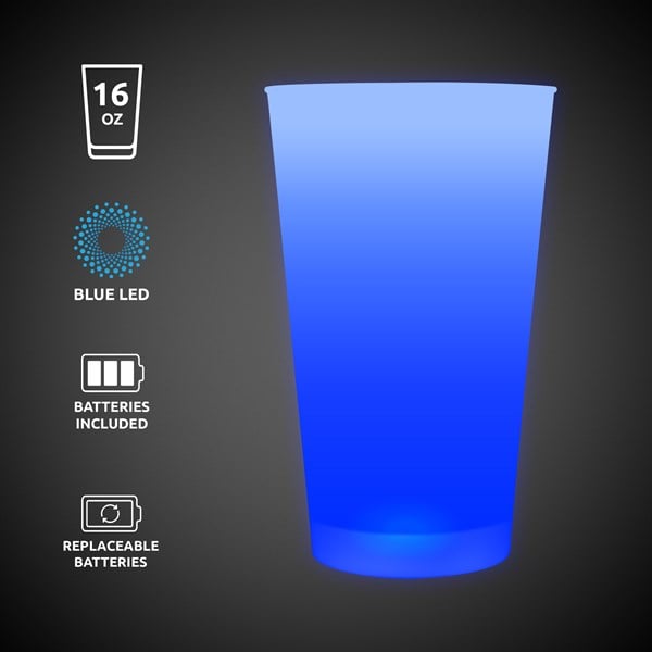Blue LED Light Up 16 Oz Pint Glass