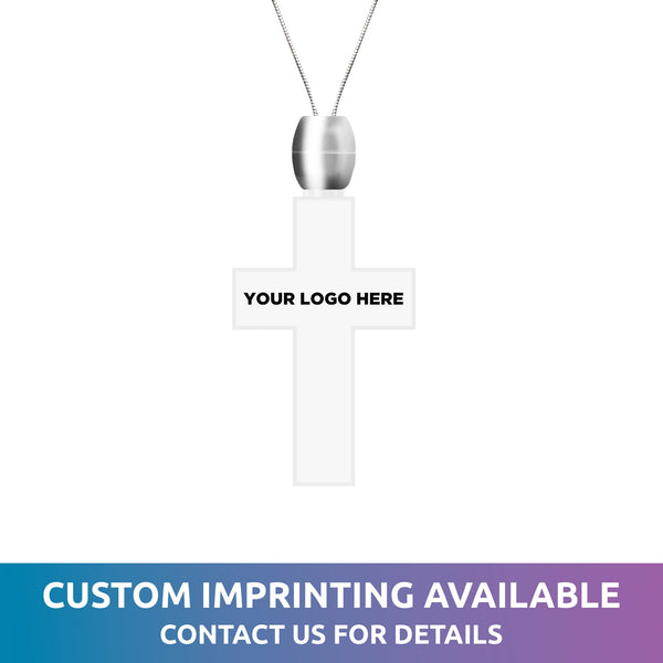 Blue LED Light Up Cross Pendant Necklaces - 12 Per Pack