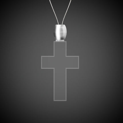 Blue LED Light Up Cross Pendant Necklaces - 12 Per Pack
