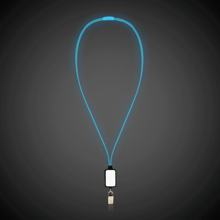 Blue LED Lanyard with Badge Clip