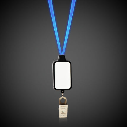 Blue LED Lanyard with Badge Clip