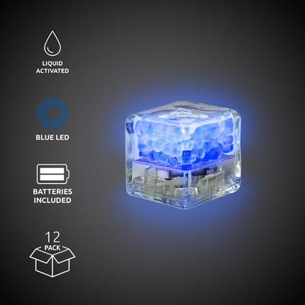 Blue Liquid-Activated LED Ice Cubes - 12 Per Pack