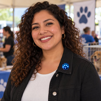 Blue Pawprint Flashing Body Light Lapel Pins