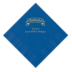 Blue Personalized Oktoberfest Luncheon Napkins With Gold Foil - 50 Per Pack