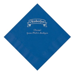 Blue Personalized Oktoberfest Luncheon Napkins With Silver Foil - 50 Per Pack
