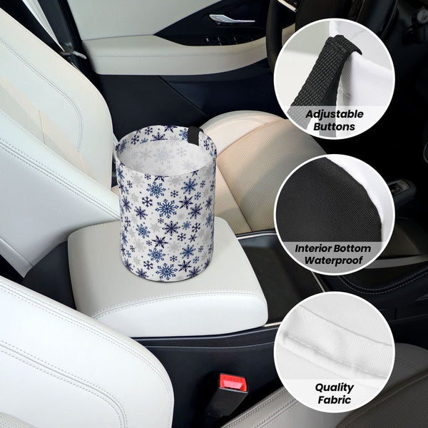 Blue Snowflake Prints Print Car Trash Can
