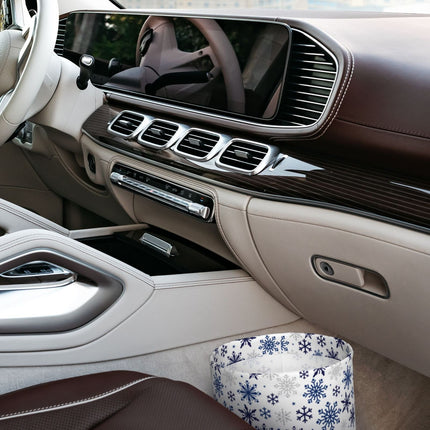 Blue Snowflake Prints Print Car Trash Can
