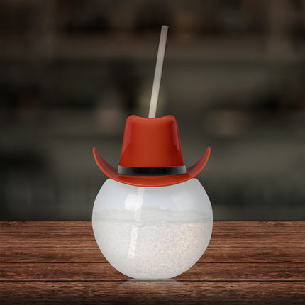 Brown Cowboy Hat 20 oz. Ball Cup with Straw
