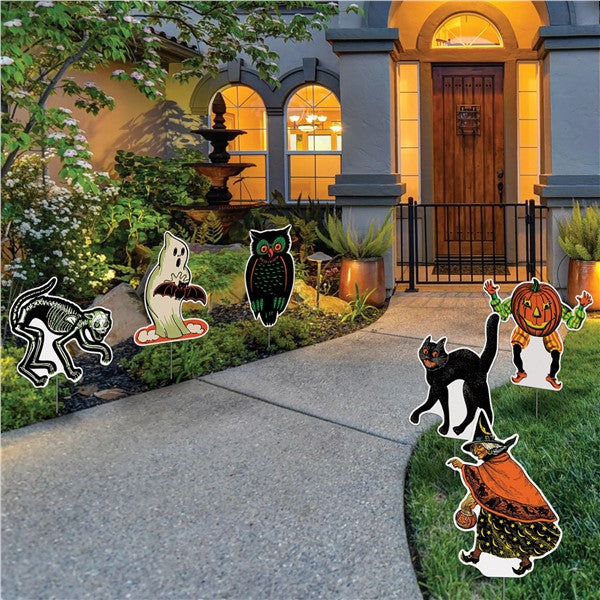 Vintage Halloween Yard Stakes - Pack of 6