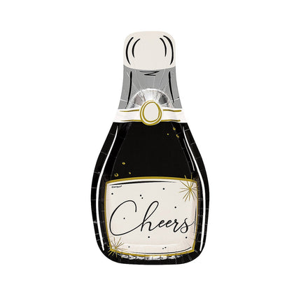 Champagne Bottle-Shaped Disposable Paper Dinner Plates - 8 Per Pack