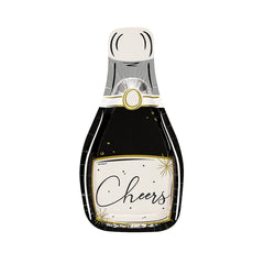 5 1/4" x 10 1/4" Champagne Bottle-Shaped Disposable Paper Dinner Plates - 8 Per Pack