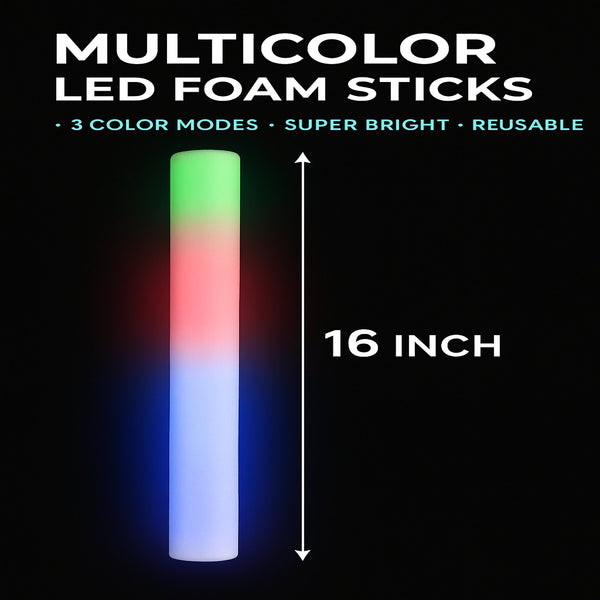 LED Light Up 16 Inch Multicolor Foam Stick Baton