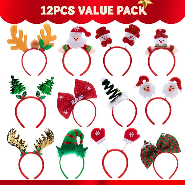 Christmas 3D Head Hat Headbands - 12 Per Pack