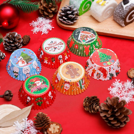 Christmas Cupcake Liners With Toppers - Assorted 150 Per Pack
