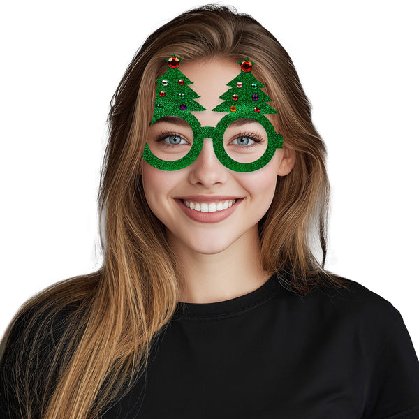 Christmas Glitter Glasses Retail Display - Assorted 24 Per Pack