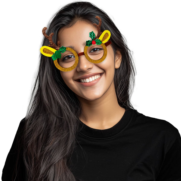 Christmas Glitter Glasses Retail Display - Assorted 24 Per Pack