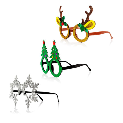 Christmas Glitter Glasses Retail Display - Assorted 24 Per Pack