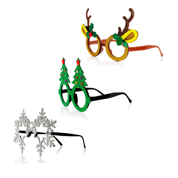 Christmas Glitter Glasses Retail Display - Assorted 24 Per Pack