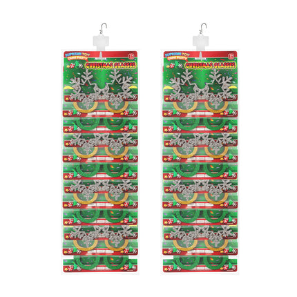 Christmas Glitter Glasses Retail Display - Assorted 24 Per Pack