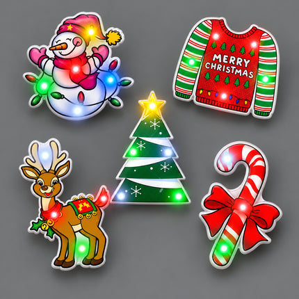 Christmas LED Flashing Pins - Assorted Pack