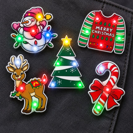 Christmas LED Flashing Pins - Assorted Pack
