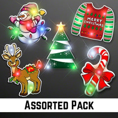 Christmas LED Flashing Pins - Assorted Pack