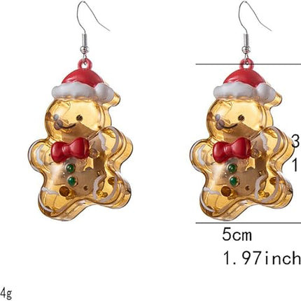 LED Christmas Ornament Dangle Drop Santa Earrings For Women
