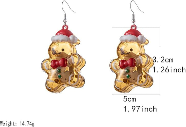 LED Christmas Ornament Dangle Drop Santa Earrings For Women