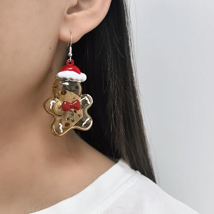 LED Christmas Ornament Dangle Drop Santa Earrings For Women