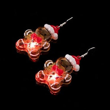 LED Christmas Ornament Dangle Drop Santa Earrings For Women
