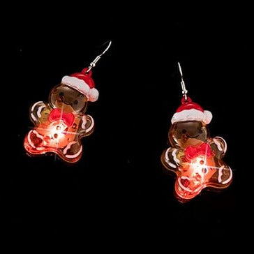 LED Christmas Ornament Dangle Drop Santa Earrings For Women