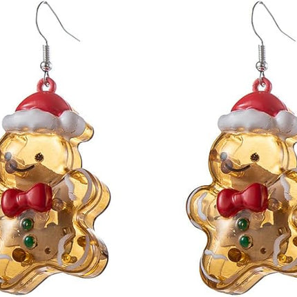 LED Christmas Ornament Dangle Drop Santa Earrings For Women