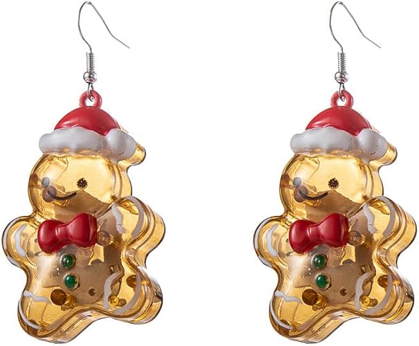 LED Christmas Ornament Dangle Drop Santa Earrings For Women