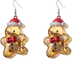 LED Christmas Ornament Dangle Drop Santa Earrings For Women