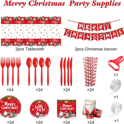 Christmas Party Decoration And Tableware Set - 304 Pieces Per Pack