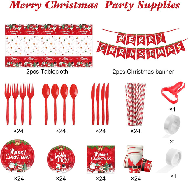 Christmas Party Decoration And Tableware Set - 304 Pieces Per Pack