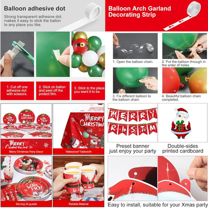 Christmas Party Decoration And Tableware Set - 304 Pieces Per Pack