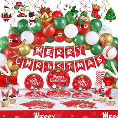Christmas Party Decoration And Tableware Set - 304 Pieces Per Pack