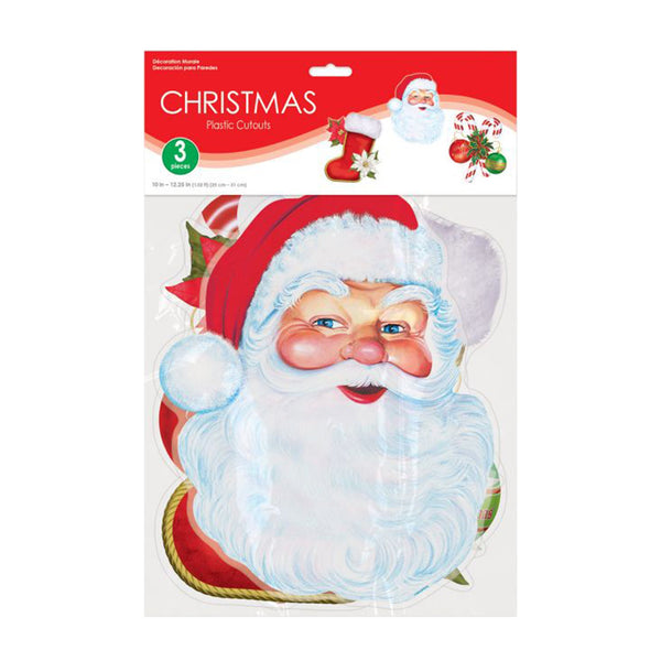 Christmas Plastic Cutouts - 3 Per Pack