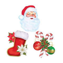 Christmas Plastic Cutouts - 3 Per Pack