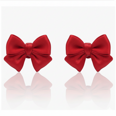 Christmas Red Bow Tie Clip On Earrings For Women