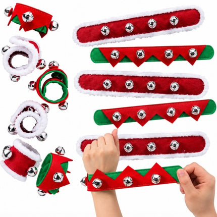 Christmas Slap Bracelet with Jingle Bells - Pack of 12