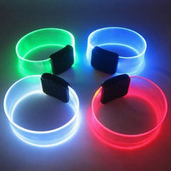 Clear LED Wristband Glow Bracelets with Magnetic Clasp - 8 Inch