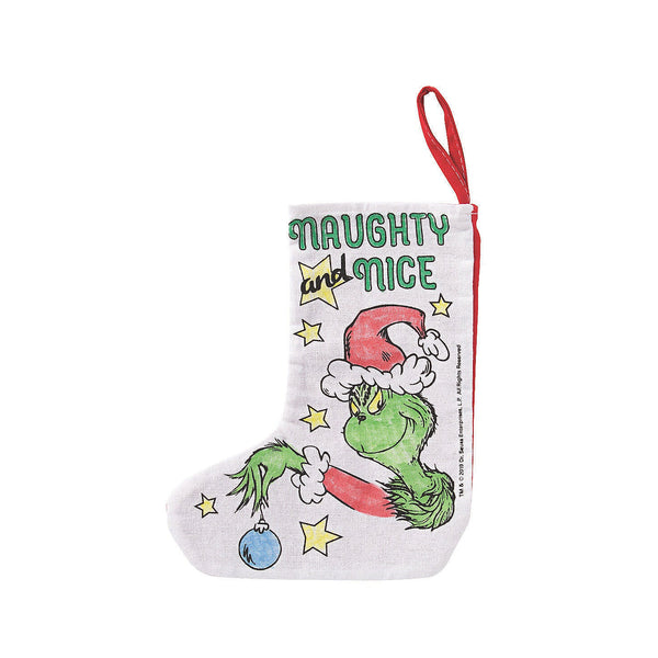 Color Your Own Dr. Seuss The Grinch Canvas Christmas Stockings - 12 Per Pack