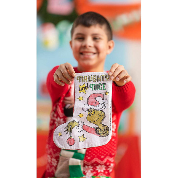 Color Your Own Dr. Seuss The Grinch Canvas Christmas Stockings - 12 Per Pack