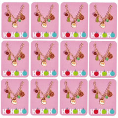20" Cozy, Merry & Bright Metal Charm Necklaces on a Card - 12 Per Pack